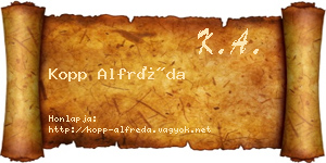 Kopp Alfréda névjegykártya